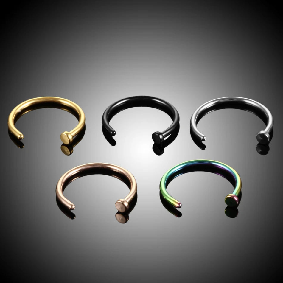 1PC G23 Titanium Nose Ring Half Ring D Shape Segment Ring Clicker Hoop Ear  Cartilage Helix Piercing Lip Stud Body Jewelry 16G - AliExpress